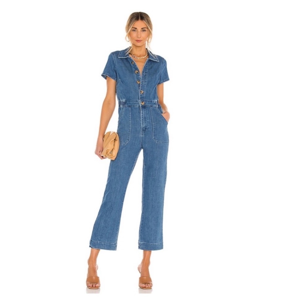Show Me Your Mumu Emery Denim Jumpsuit in French Blue Sz. M